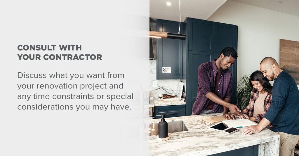 consult with your contractor for your kitchen renovation project